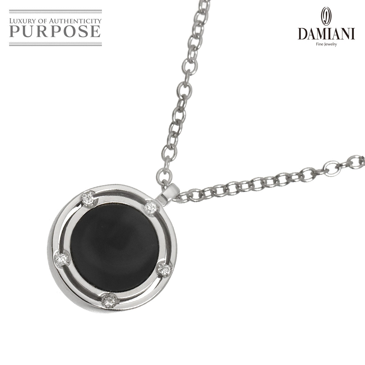 DAMIANI ディサイド オニキス ダイヤ ネックレス 53cm K18 WG ホワイトゴールド 750 D-SIDE Diamond Necklace ダミアーニ 90319885