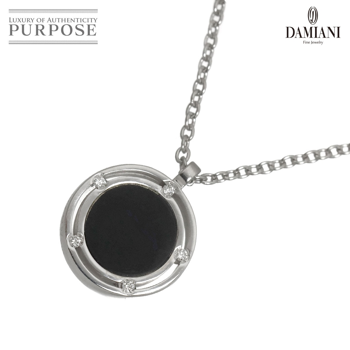 DAMIANI ディサイド オニキス ダイヤ ネックレス 50cm K18 WG ホワイトゴールド 750 D-SIDE Diamond Necklace ダミアーニ 90319900