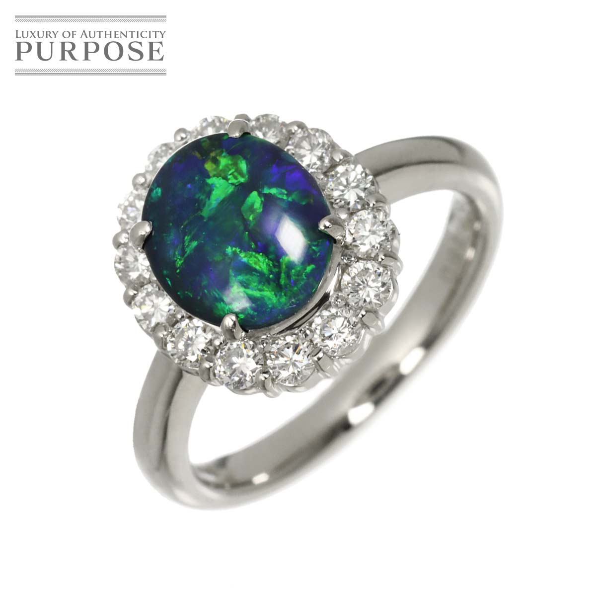 リング 10号 オパール 0.94ct ダイヤ 0.50ct Pt プラチナ 指輪 Opal Ring 90320355
