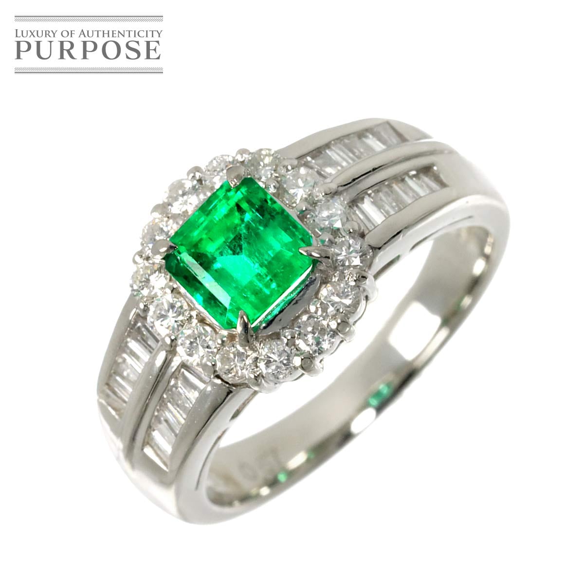 リング 11号 エメラルド 0.83ct ダイヤ 0.67ct Pt プラチナ 指輪 Emerald Ring 90320571