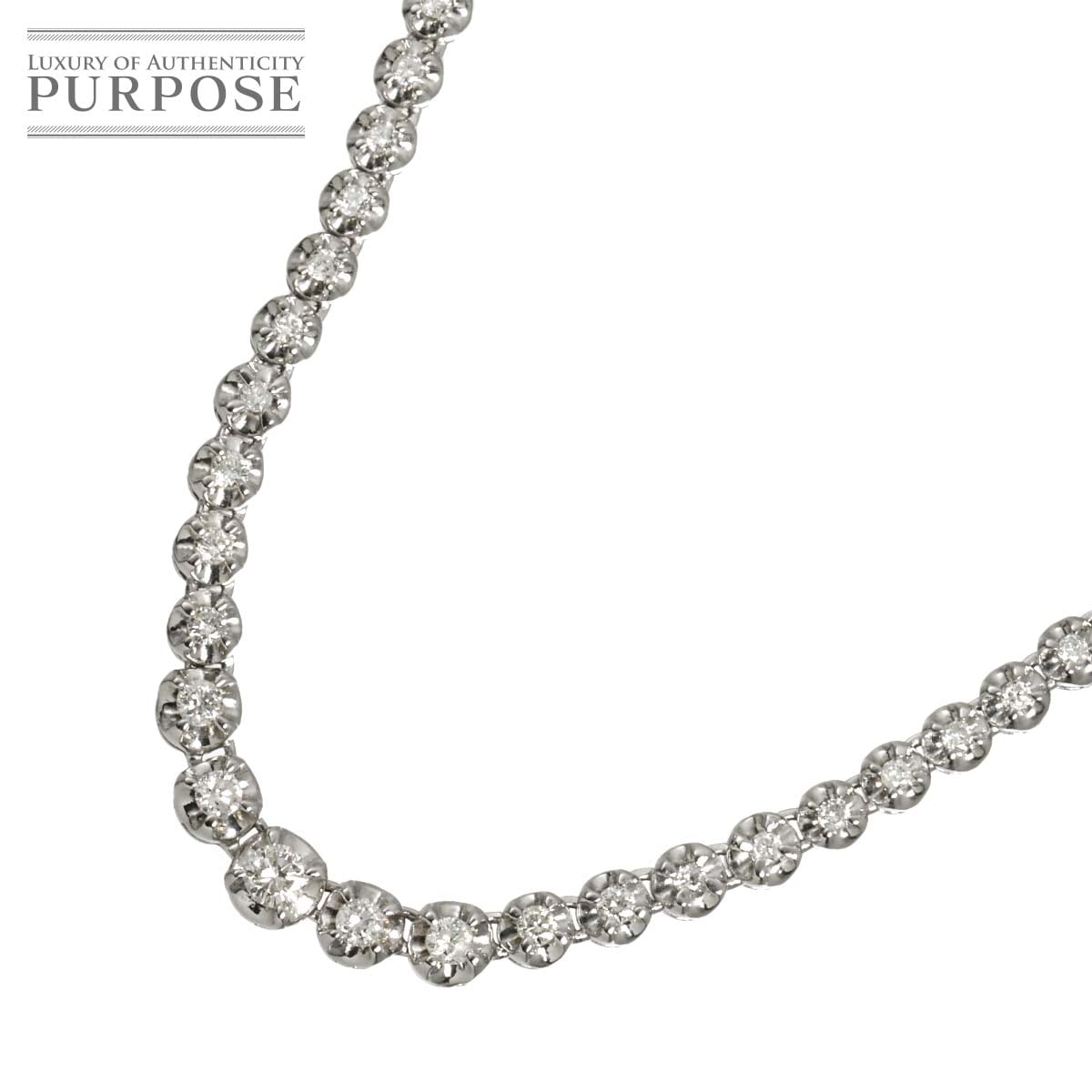 ダイヤ 2.00ct ネックレス 40cm K14 WG ホワイトゴールド 585 Diamond Necklace 90322085
