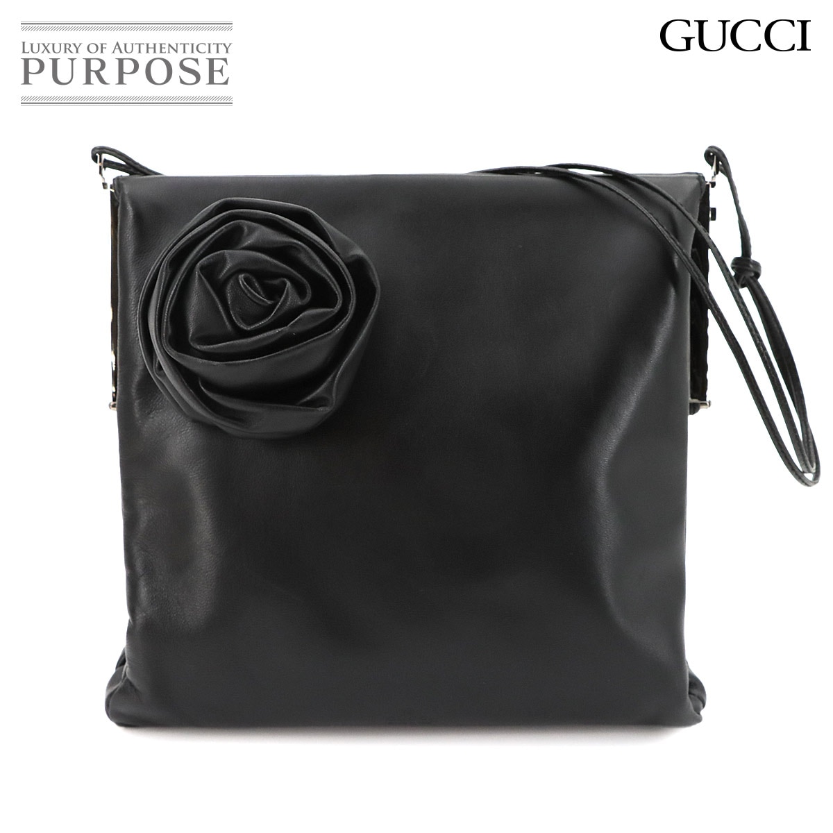 GUCCI ワンショルダー バッグ レザー ブラック 005 0780 シルバー 金具 Shoulder Bag グッチ 90324031