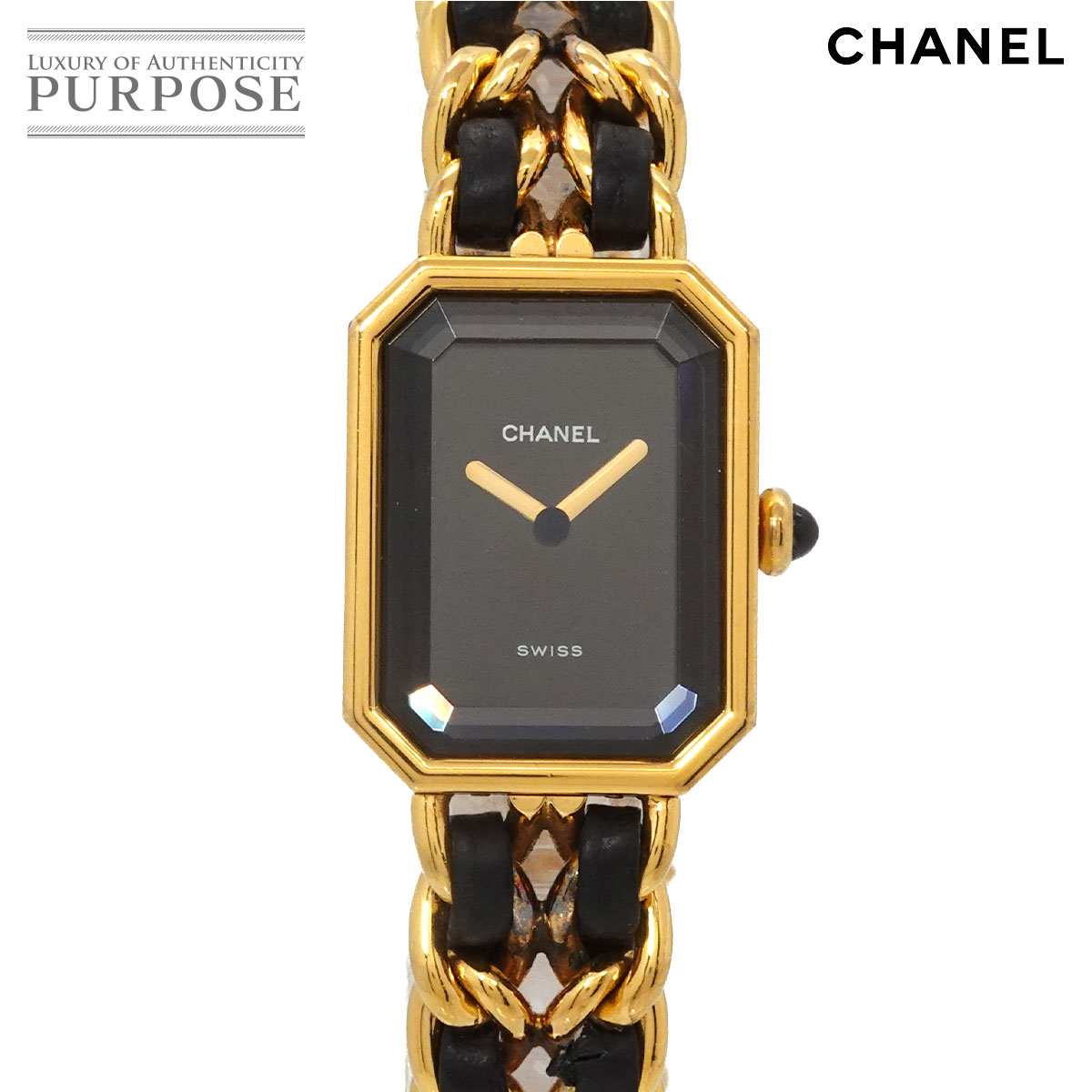 CHANEL プルミエール Lサイズ H0001 ヴィンテージ レディース 腕時計 ブラック ゴールド クォーツ ウォッチ Premiere シャネル 90326027