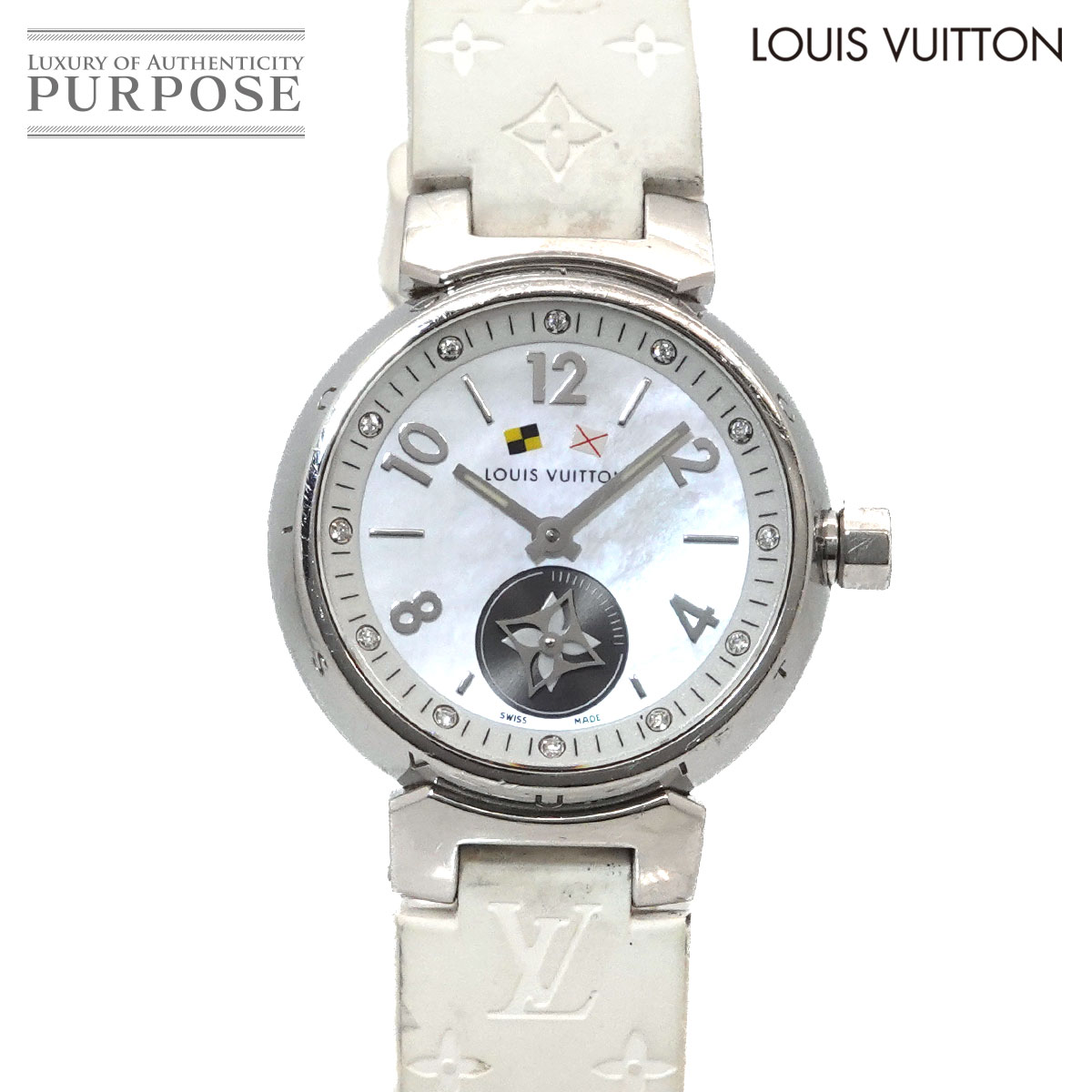 LOUIS VUITTON タンブール ラブリーカップ PM Q12M0 レディース 腕時計 12P ダイヤ ホワイトシェル クォーツ ウォッチ Tambour ルイヴィトン 90326058