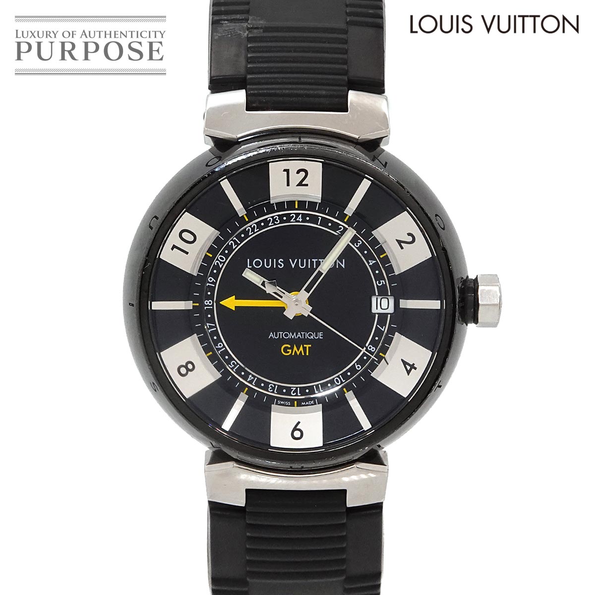 LOUIS VUITTON タンブール インブラック GMT Q113K メンズ 腕時計 デイト オートマ 自動巻き ウォッチ ルイ ヴィトン 90326352