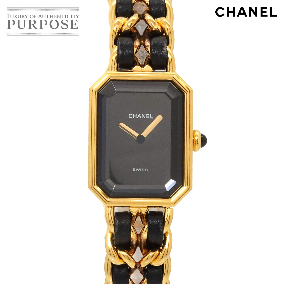 CHANEL プルミエール Lサイズ H0001 ヴィンテージ レディース 腕時計 ブラック ゴールド クォーツ ウォッチ Premiere シャネル 90326383