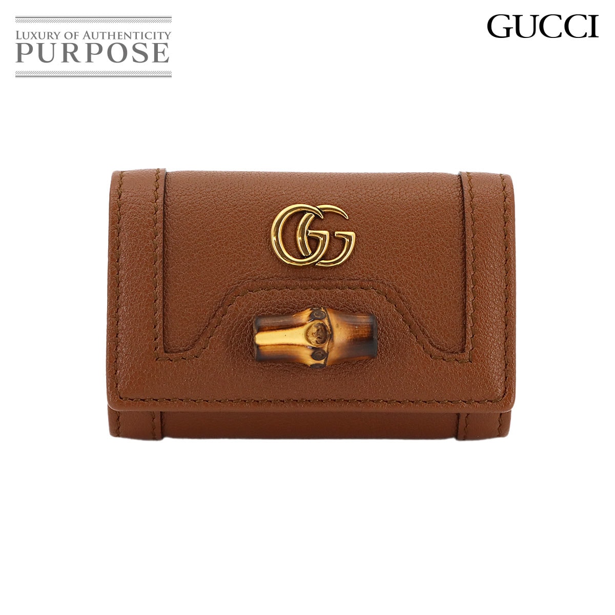 GUCCI バンブー 6連 キーケース レザー ブラウン 658686 ゴールド 金具 Key Case グッチ 90326987