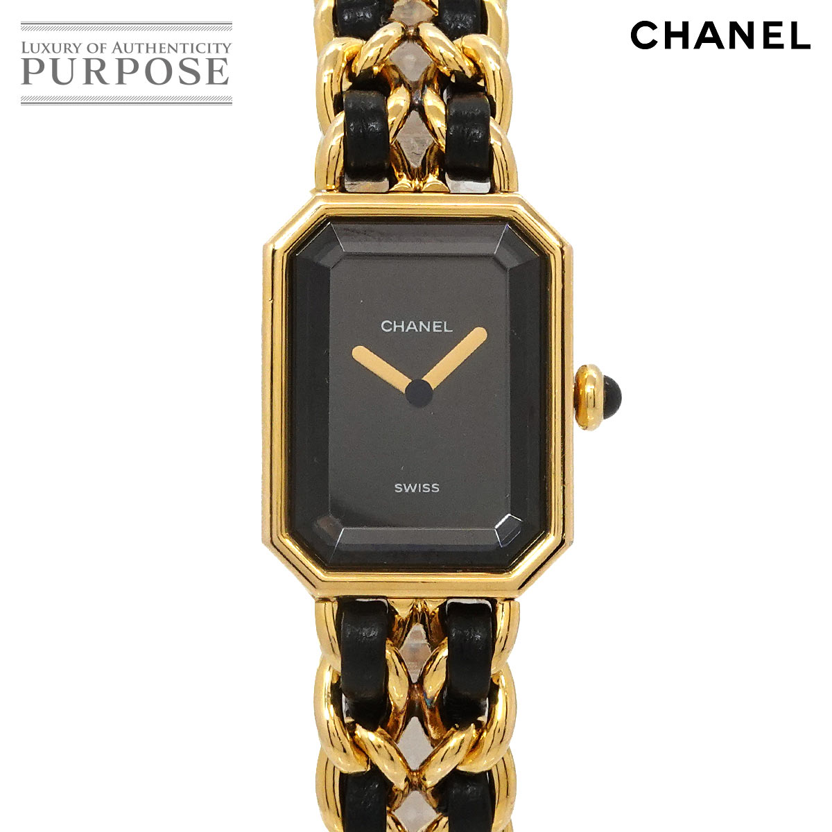 CHANEL プルミエール Lサイズ H0001 ヴィンテージ レディース 腕時計 ブラック ゴールド クォーツ ウォッチ Premiere シャネル 90328100