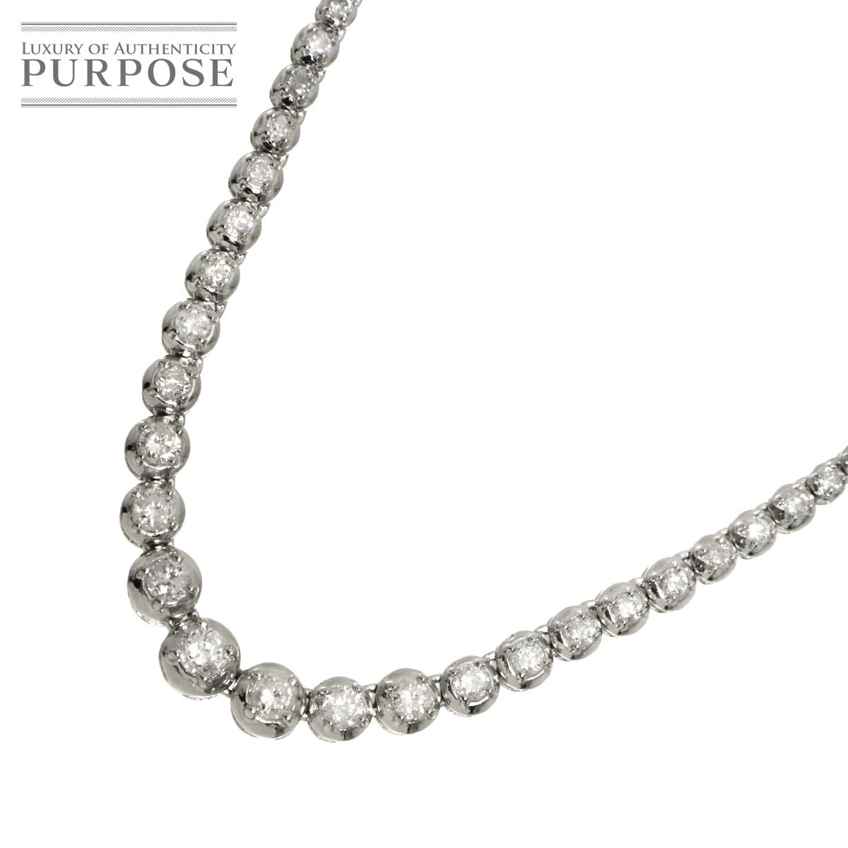 ダイヤ 0.18ct ネックレス 40cm K18 WG ホワイトゴールド 750 Diamond