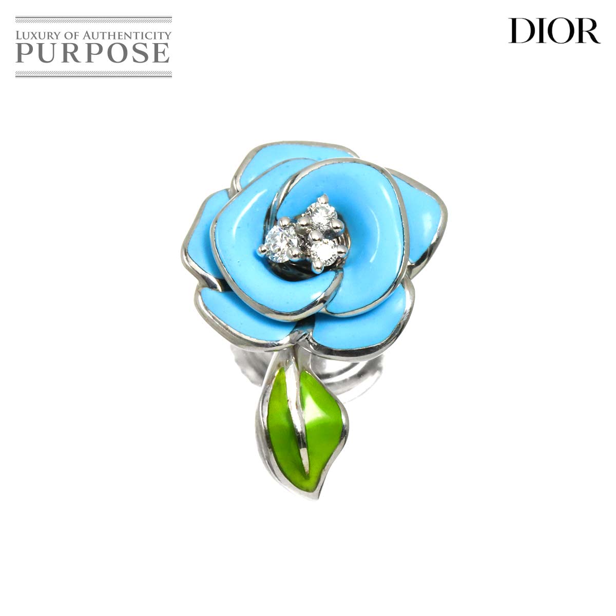 Christian Dior ディオレット シングル ダイヤ ラッカー ピアス K18 WG ホワイトゴールド 750 片耳 片方のみ Earring Pierced クリスチャン ディオール 90319203