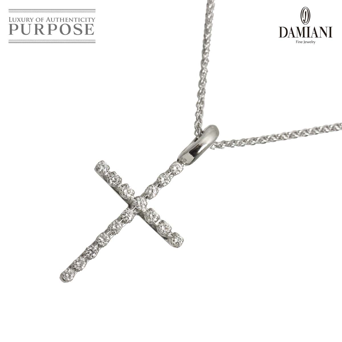 DAMIANI ミステリー クロス ダイヤ ネックレス 43cm K18 WG ホワイトゴールド 750 Mystery Cross Diamond Necklace ダミアーニ 90319227