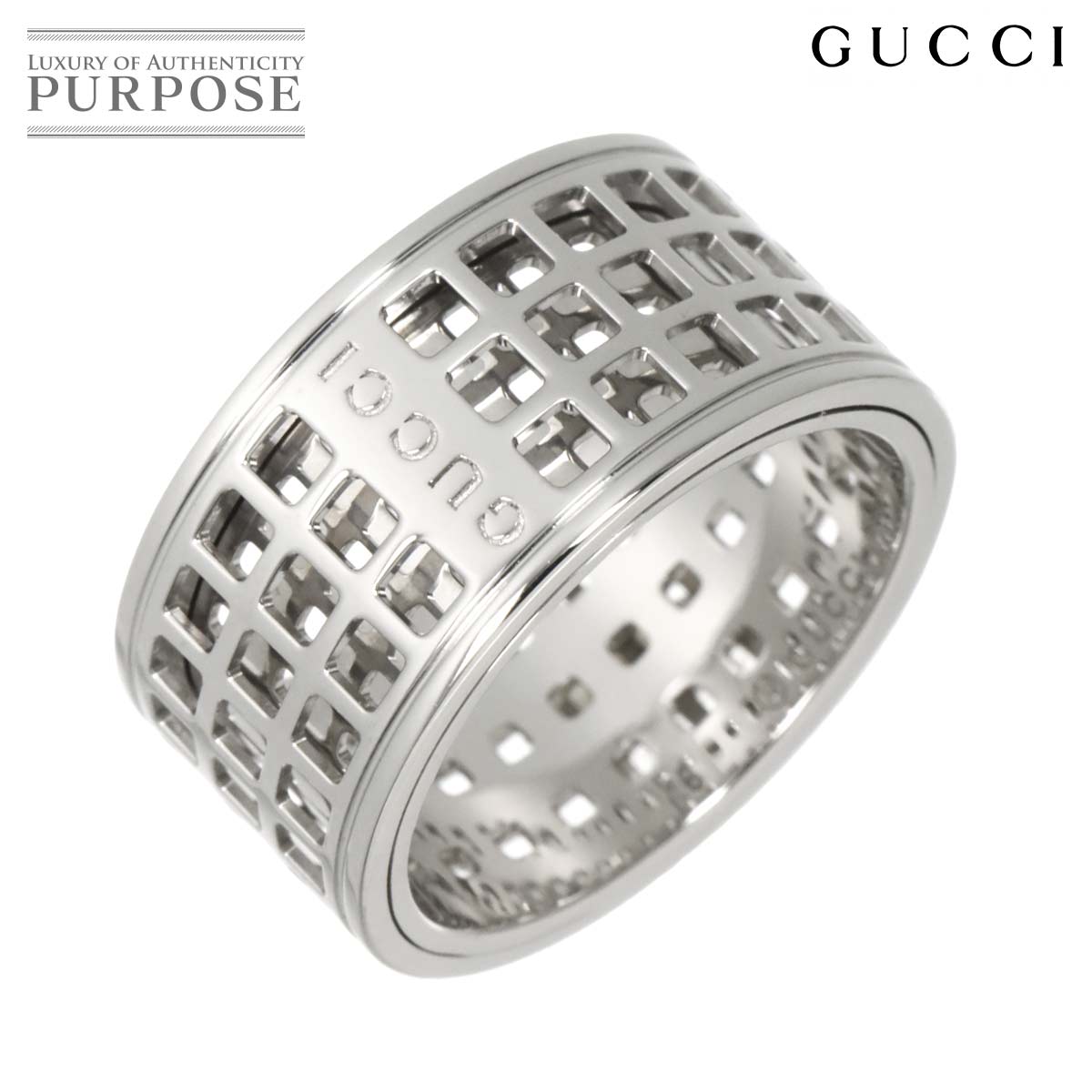 GUCCI スクロール #16 リング ワイド K18 WG ホワイトゴールド 750 指輪 Scroll Ring グッチ 90319408