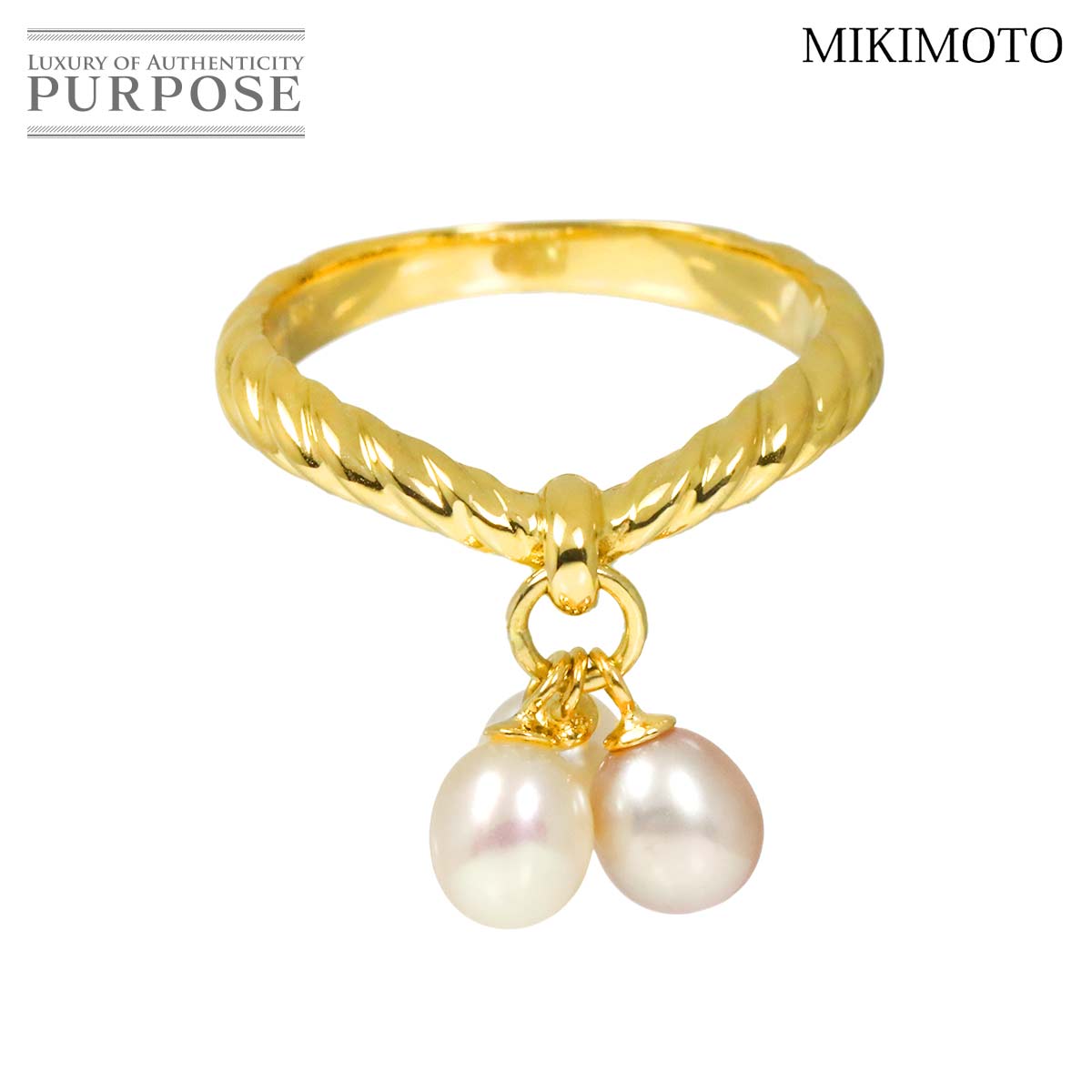 MIKIMOTO 8.5号 リング 淡水真珠 K18 YG イエローゴールド 750 パール 指輪 Freshwater cultured pearl Ring ミキモト 90319434