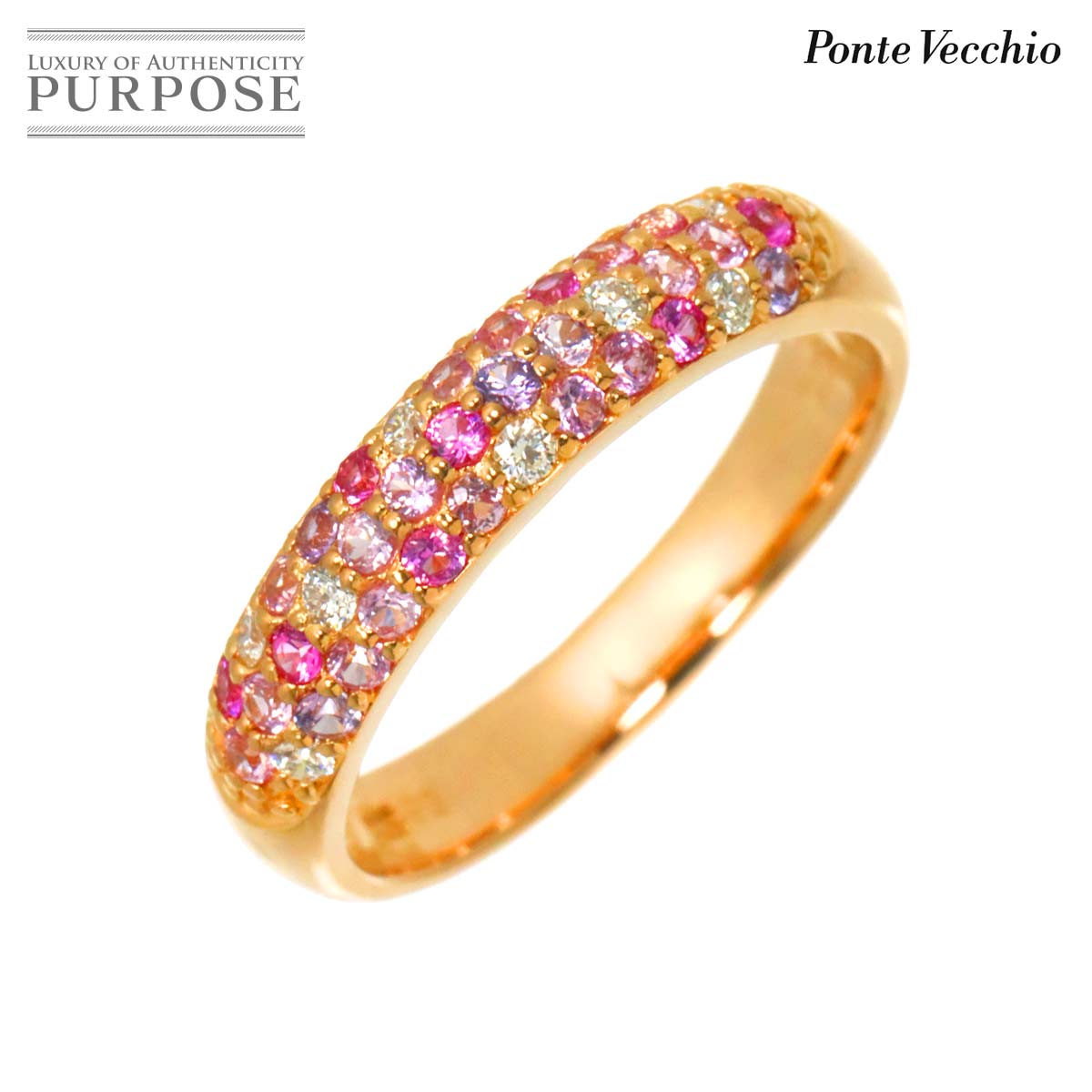 Ponte Vecchio エテルノピッコリーニ 8号 リング サファイヤ 0.31ct ダイヤ 0.07ct K18 PG ピンクゴールド 750 指輪 Ring ポンテヴェキオ 90319441