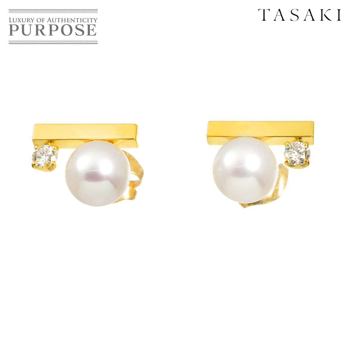 TASAKI プチ バランス クラス アコヤ真珠 ダイヤ 0.05/0.05ct ピアス K18 YG イエローゴールド 750 パール 田崎真珠 Earrings Pierced【証明書付き】タサキ 90320907