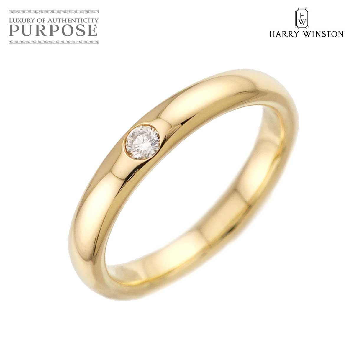 HARRY WINSTON ラウンド 9号 リング ダイヤ K18 YG イエローゴールド 750 指輪 Diamond Ring【証明書付き】ハリーウィンストン 90323673