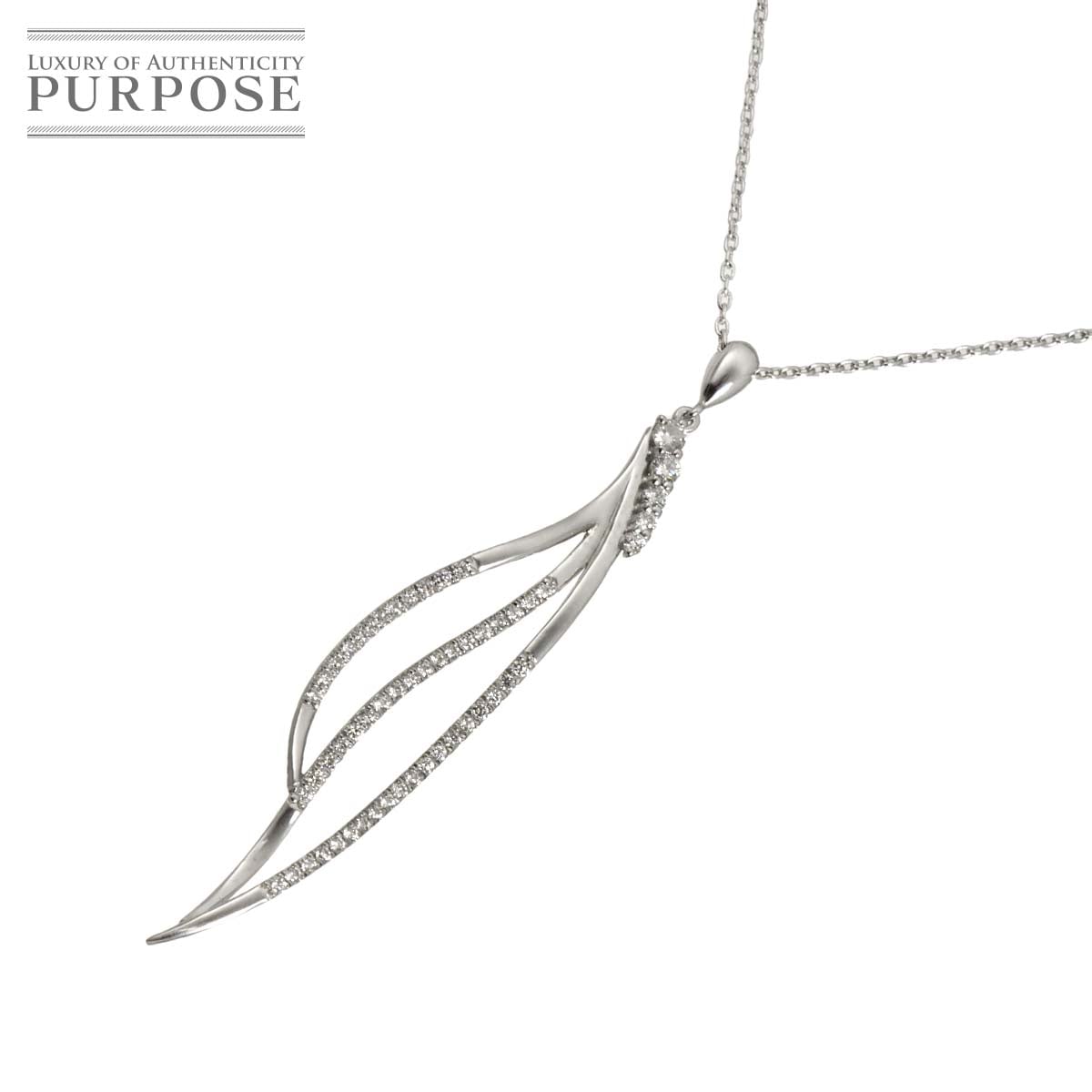 ダイヤ ネックレス 43.5cm K18 WG ホワイトゴールド 750 Diamond Necklace 90320336