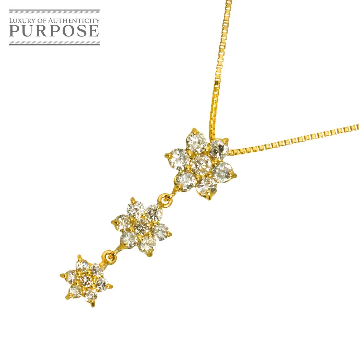 ダイヤ 1.00ct ネックレス 40cm K18 YG イエローゴールド 750 Diamond Necklace 90320347