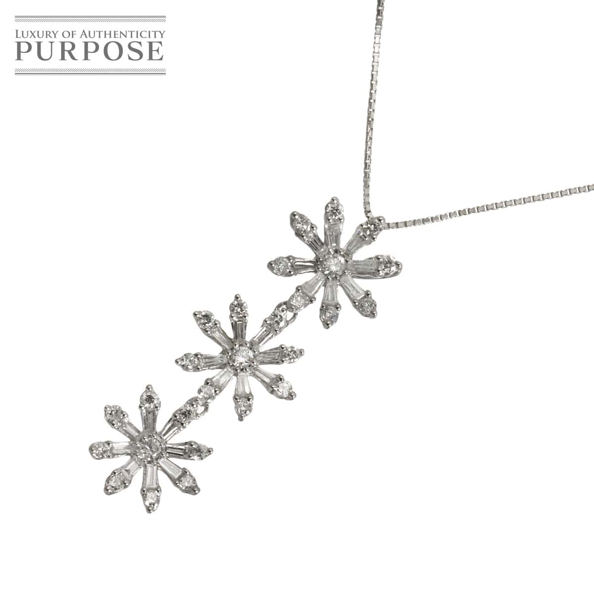 ダイヤ 1.00ct ネックレス 45cm K18 WG ホワイトゴールド 750 Diamond Necklace 90320534