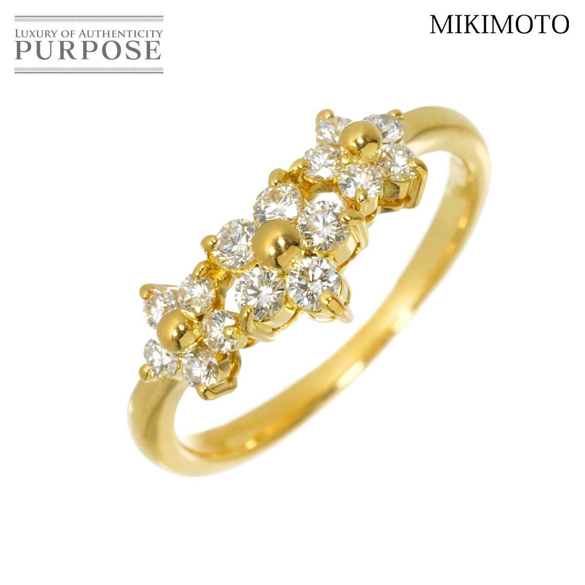 MIKIMOTO 14号 リング ダイヤ 0.43ct K18 YG イエローゴールド 750 指輪 Diamond Ring ミキモト 90319847