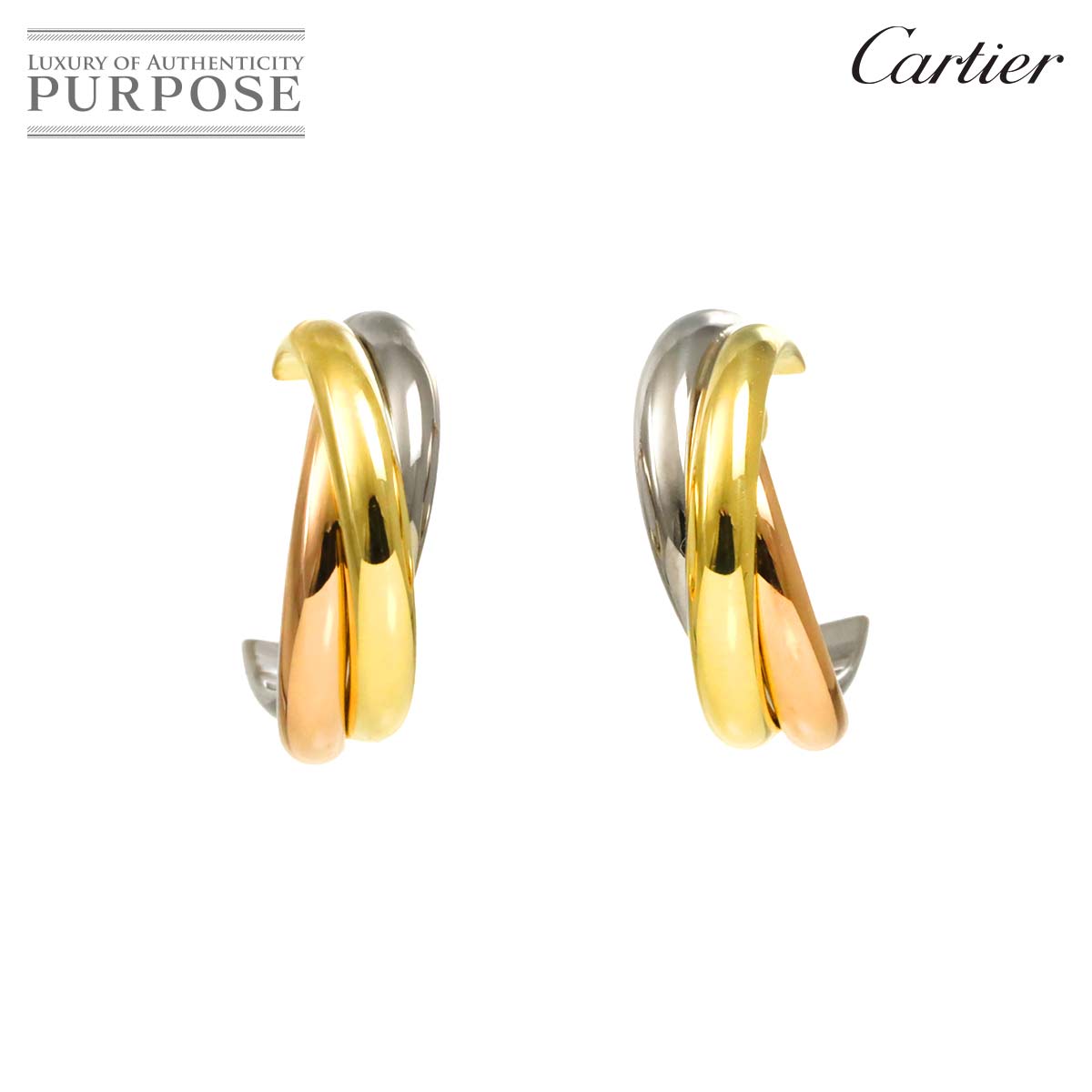 Cartier トリニティ ピアス スリーゴールド K18 YG WG PG 750 フープ Trinity Earrings Pierced カルティエ 90319879
