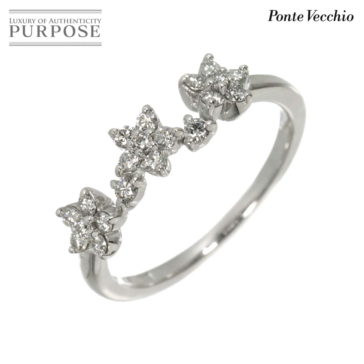 Ponte Vecchio 10号 リング ダイヤ 0.30ct K18 WG ホワイトゴールド 750 指輪 花  Diamond Ring ポンテヴェキオ 90319905