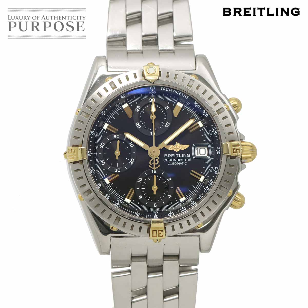 BREITLING BREITLING クロノマット ビコロ B13352 メンズ 腕時計 デイト ブラック YG イエローゴールド オートマ 自動巻き ウォッチ Chronomat 【中古】 90328081