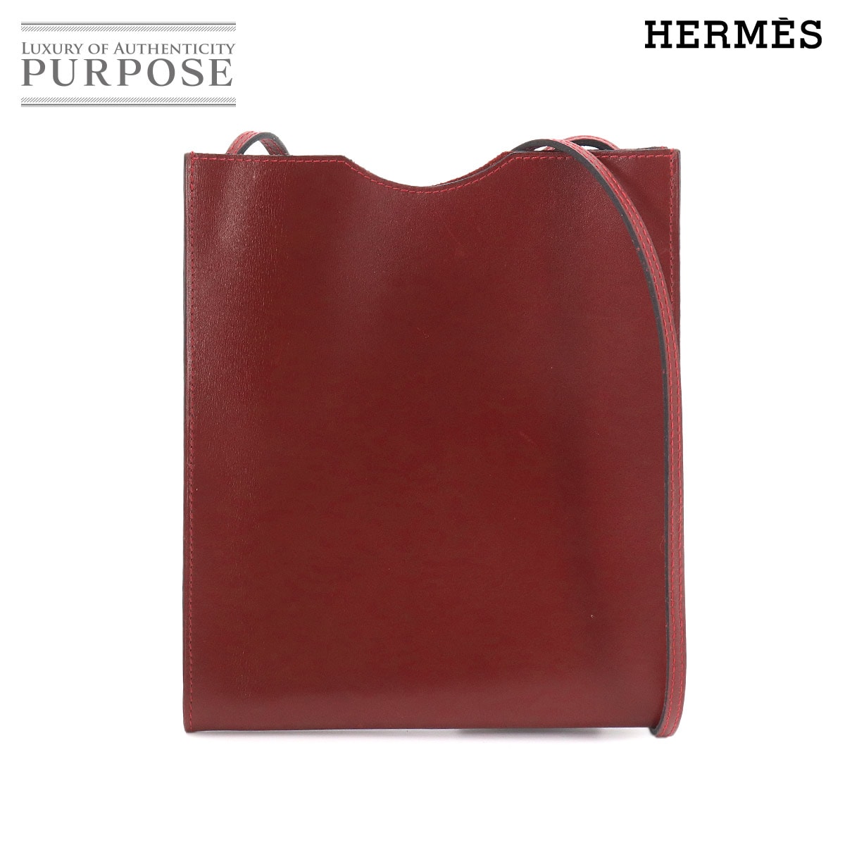 HERMES オニメトゥ ショルダー バッグ ポシェット ボックスカーフ ルージュアッシュ Onimaitou　エルメス 90324801