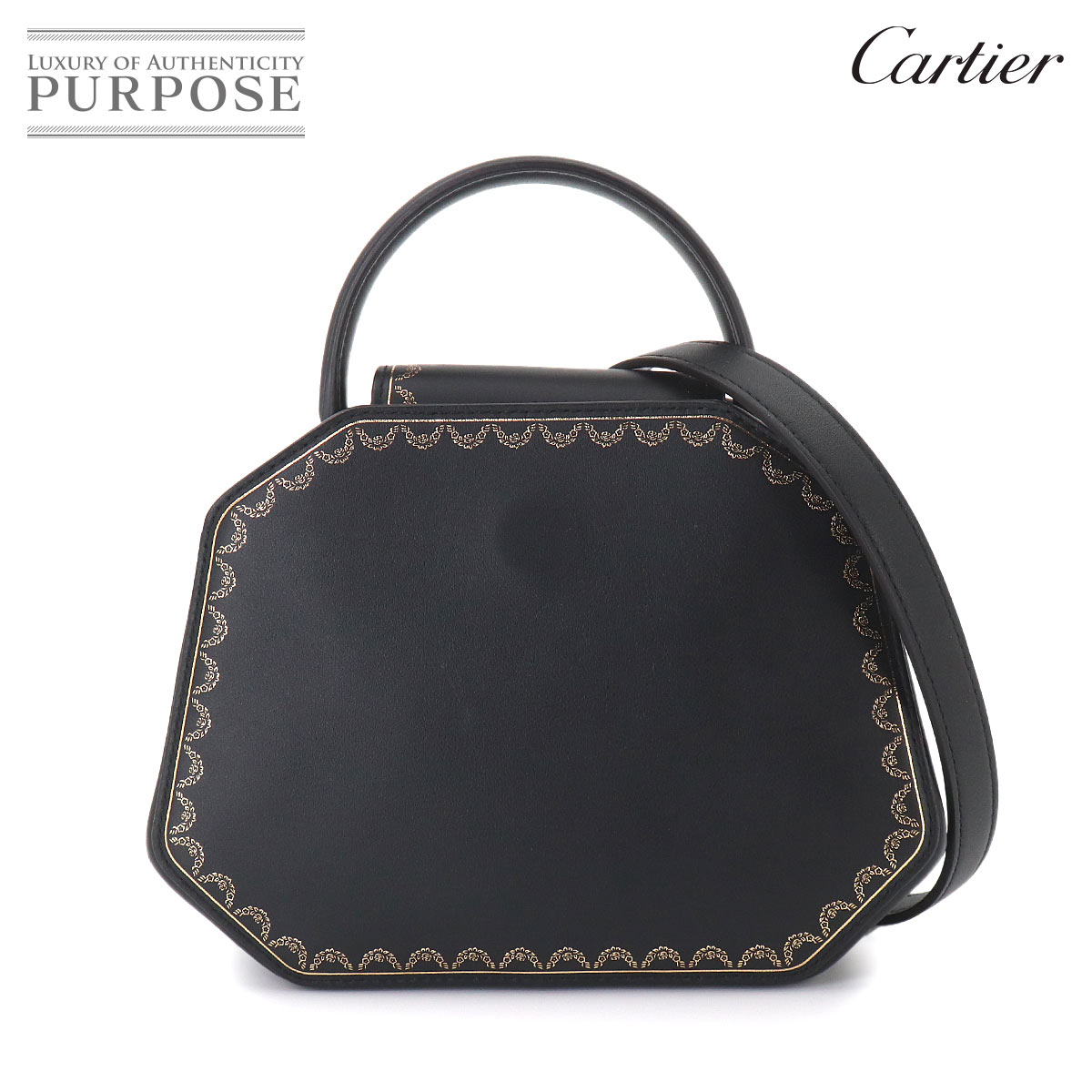 Cartier ガーランド ドゥ カルティエ ミニ 2way ハンド ショルダー バッグ レザー ブラック Guirlande de Cartier Bag カルティエ 90325567