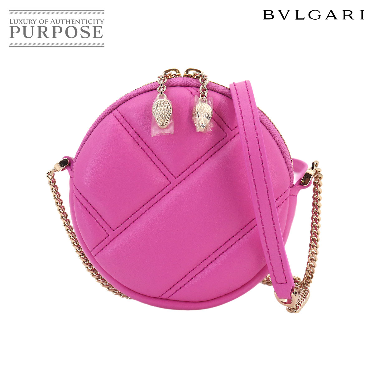 BVLGARI セルペンティ カボション ミニ ショルダー バッグ レザー ピンク Serpenti Cabochon Bag ブルガリ 90326112