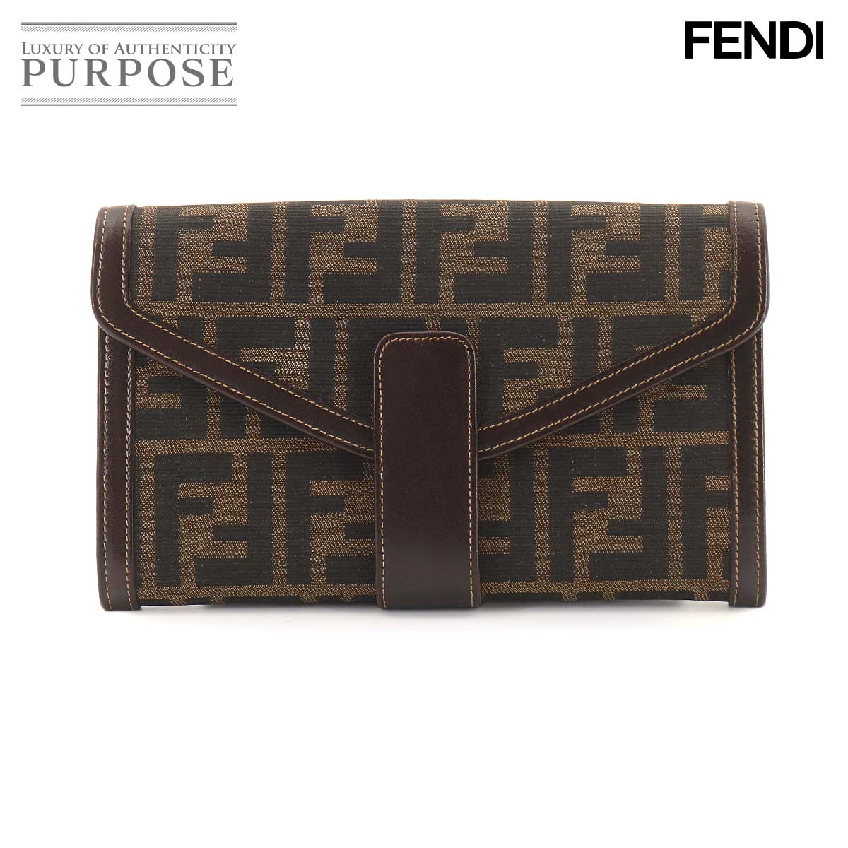 FENDI フェンディ ズッカ柄 二つ折り 長財布 キャンバス レザー ブラウン 01636 Long Wallet フェンディ 90327037