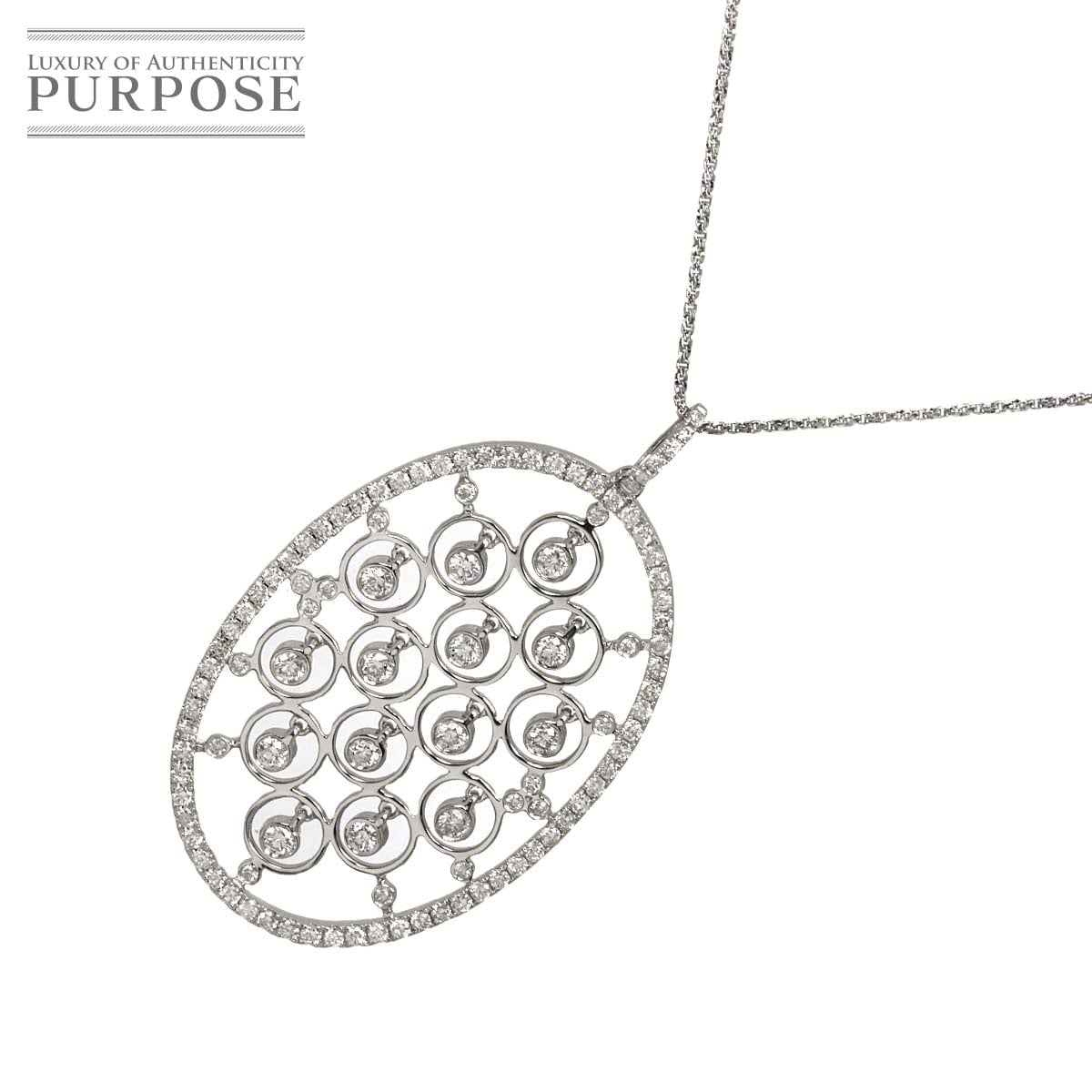 ダイヤ 1.00ct ネックレス 70cm K18 WG ホワイトゴールド 750 Diamond Necklace 90320476