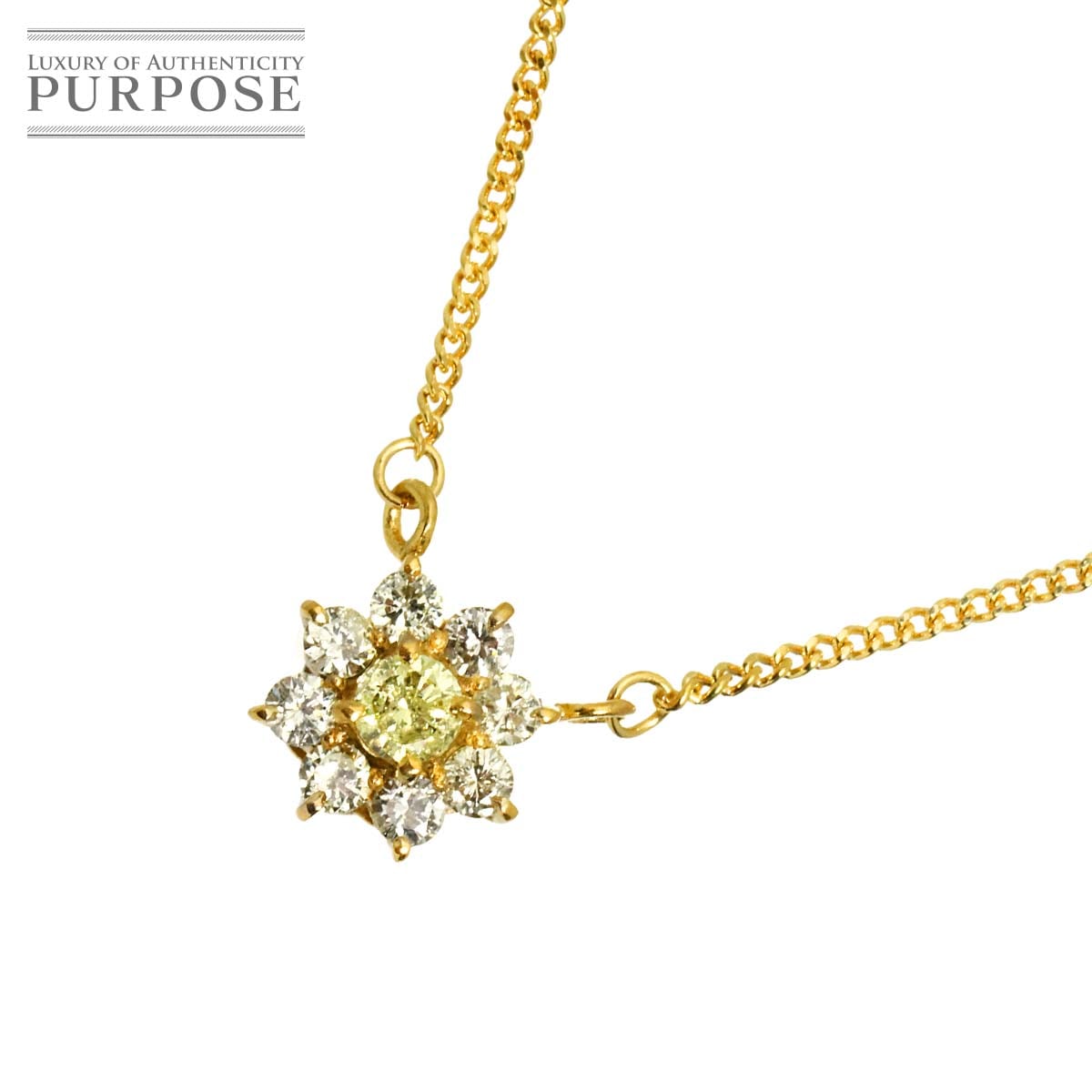 ダイヤ 0.30ct ネックレス 38.5cm K18 YG イエローゴールド 750 Diamond Necklace 90325167