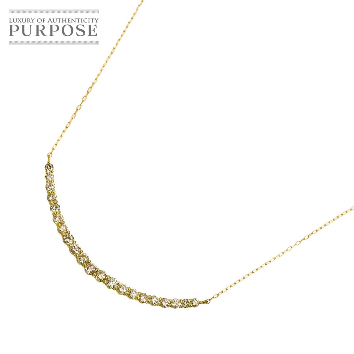 ダイヤ 1.03ct ネックレス 44cm K18 YG イエローゴールド 750 Diamond Necklace 90325218
