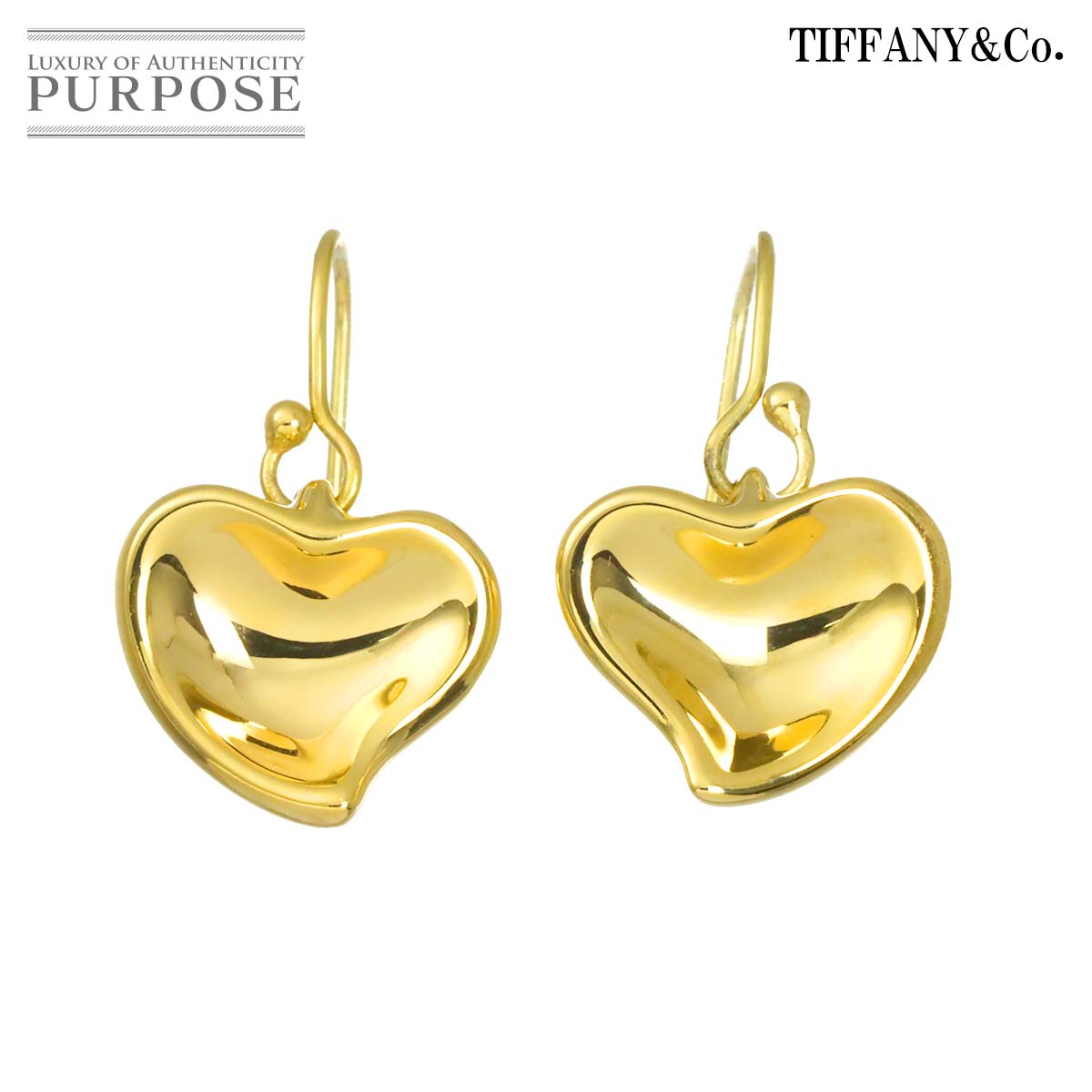 TIFFANY&Co. フルハート ピアス K18 YG イエローゴールド 750 Earrings Pierced ティファニー 90320936