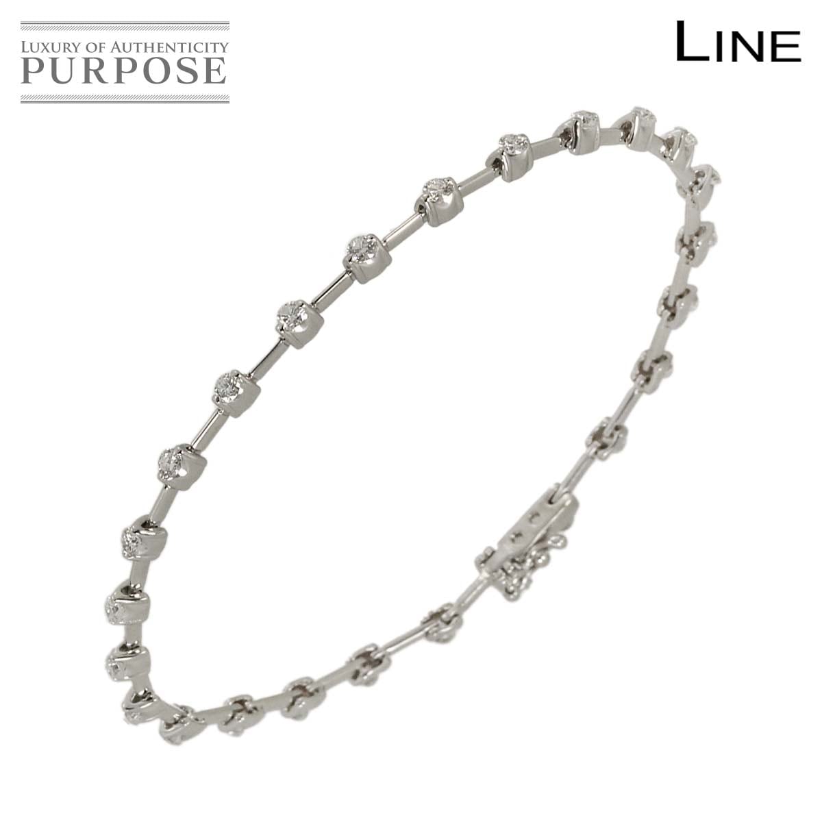 DE BEERS LINE ダイヤ 1.25ct ブレスレット 17.5cm K18 WG ホワイトゴールド 750 Diamond Bracelet デビアス ライン 90321531