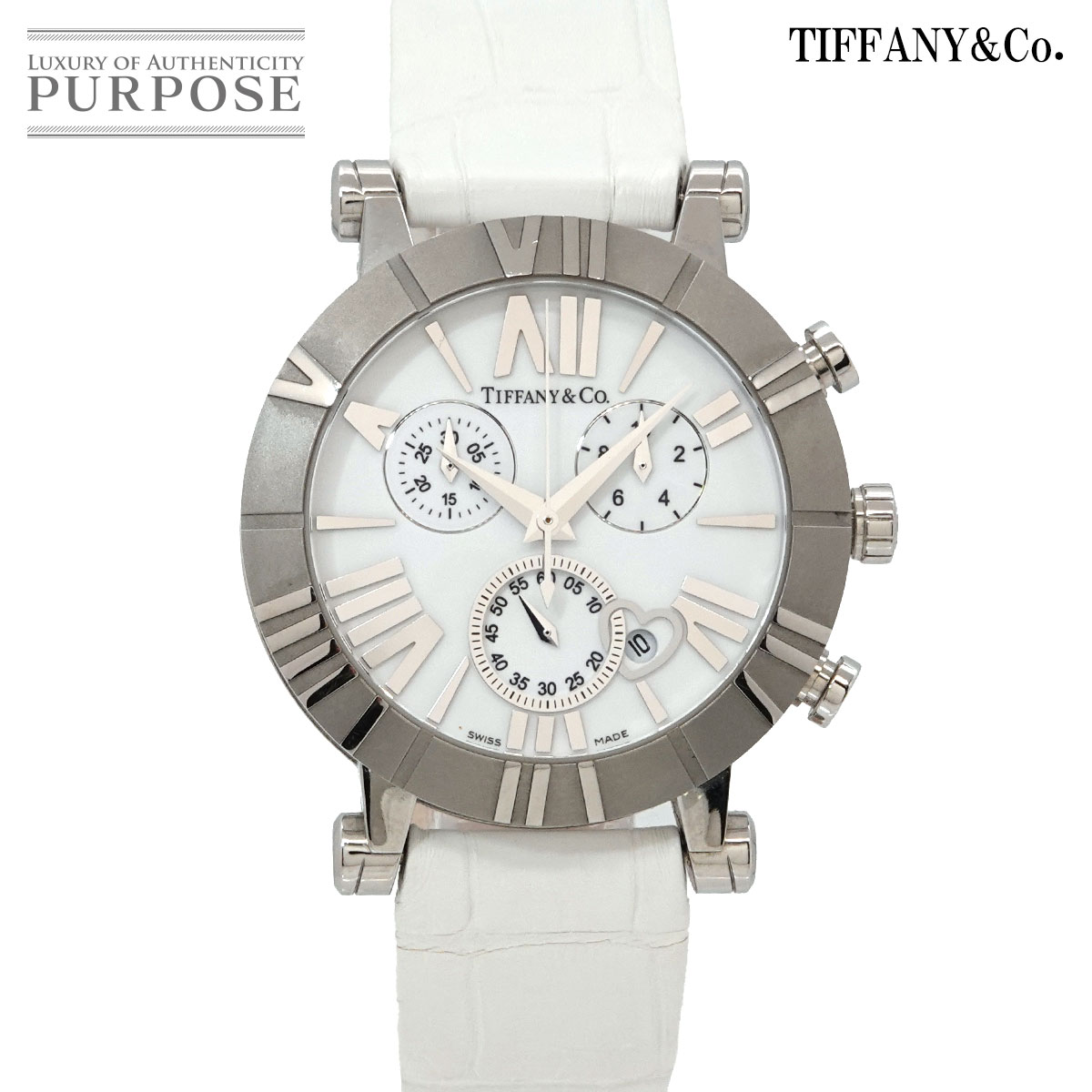 TIFFANY&Co. アトラス クロノグラフ ハートデイト Z1301 32 11A20A71A レディース 腕時計 ホワイト クォーツ ウォッチ Atlas ティファニー 90329172