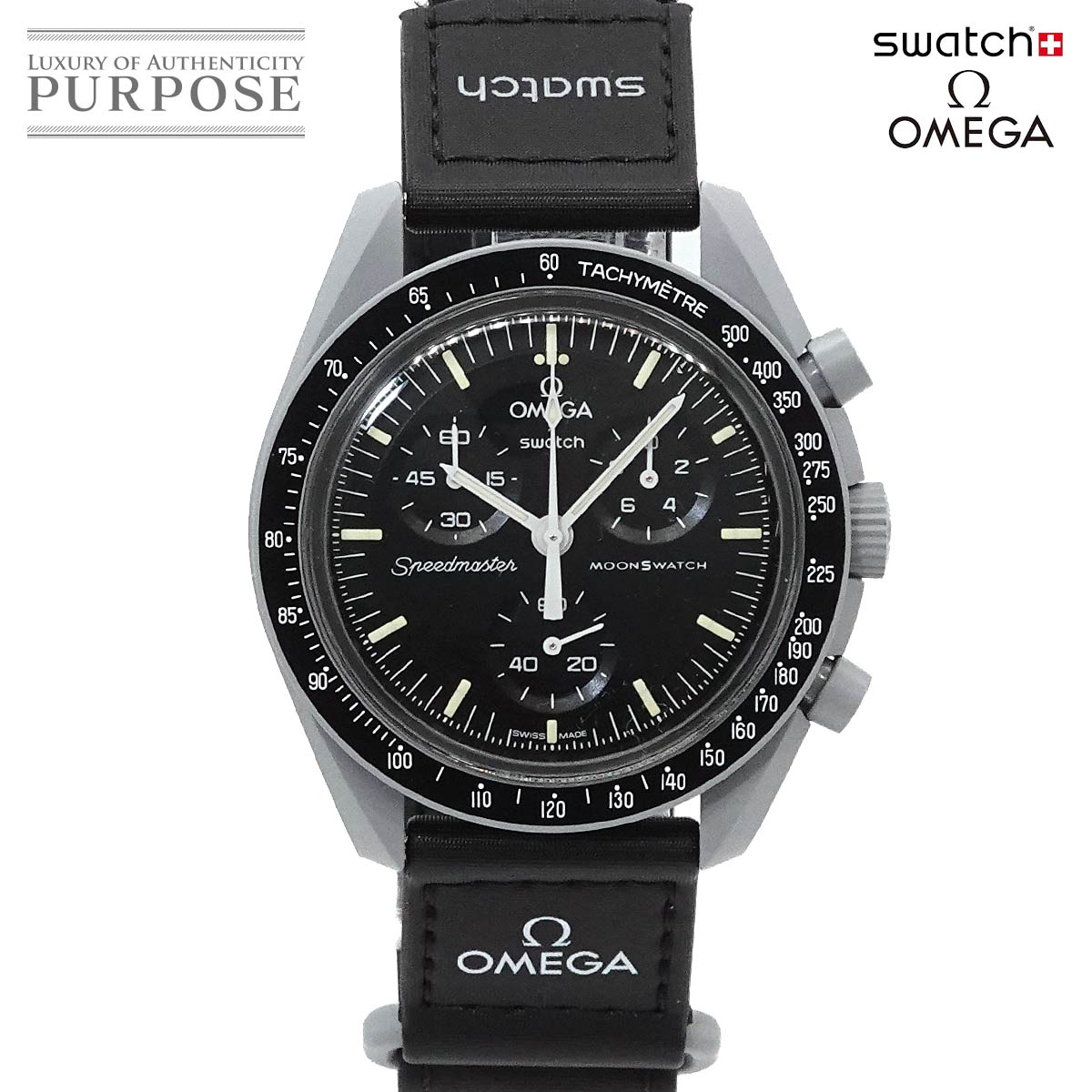 swatch OMEGA×swatch バイオセラミック ミッショントゥザムーン SO33M100 クロノグラフ メンズ 腕時計 ブラック クォーツ Mission To The Moon スウォッチ 90329179