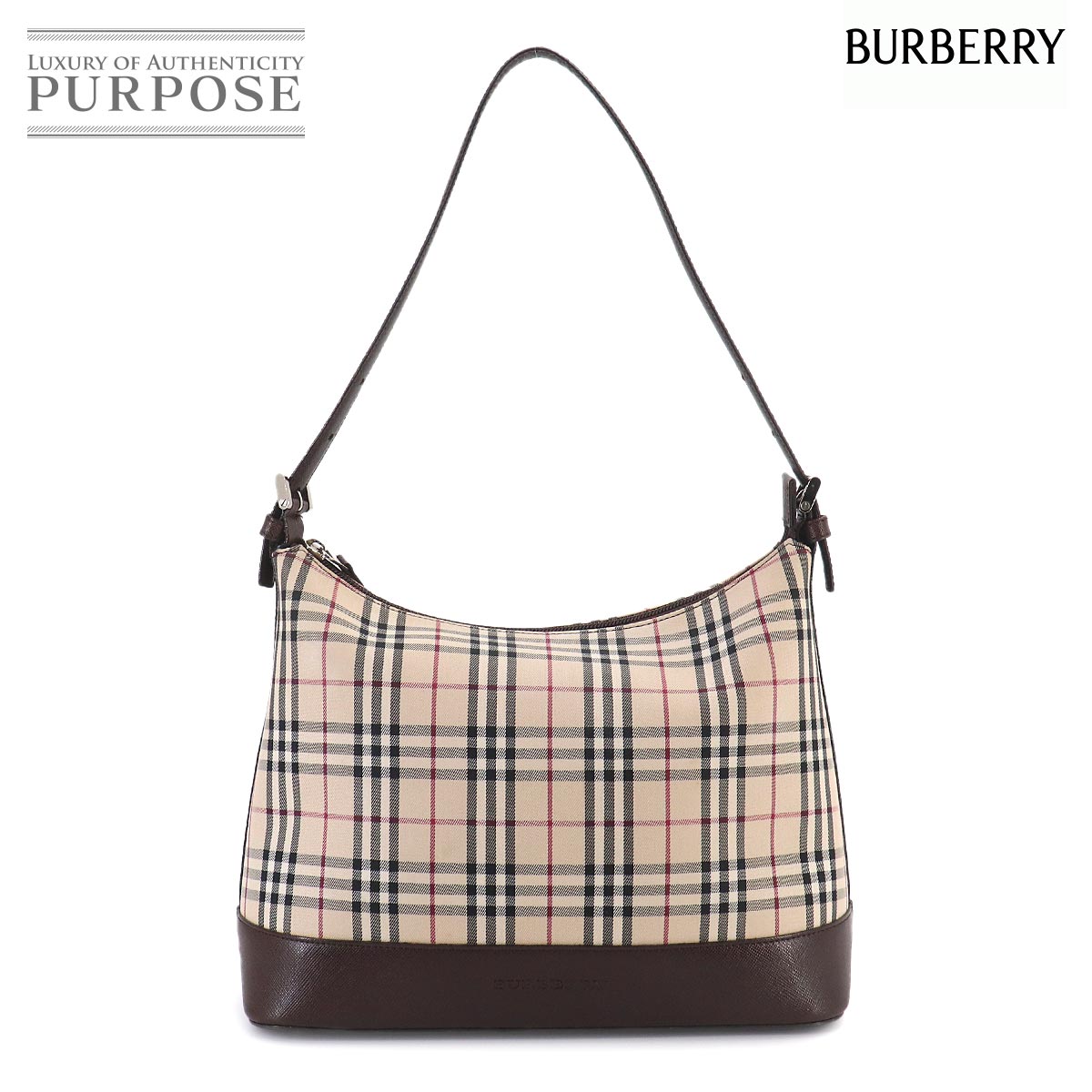 BURBERRY ノバチェック ショルダー バッグ キャンバス レザー ベージュ ブラウン Shoulder Bag バーバリー 90320965