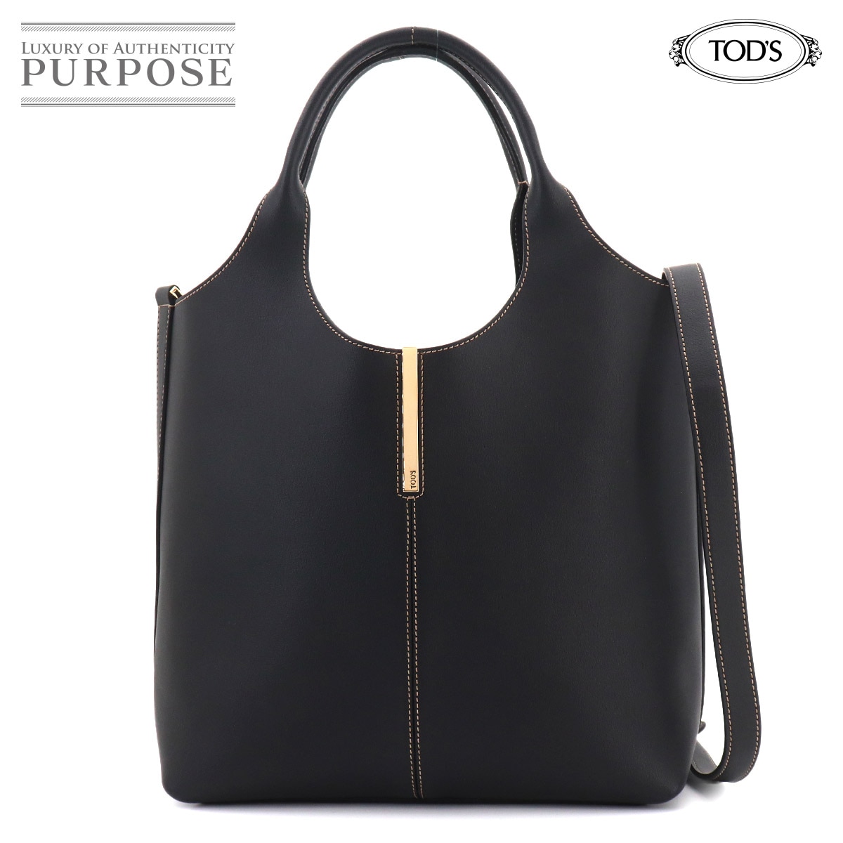 TOD'S ショッピング スモール 2way トート ショルダー バッグ レザー ブラック XBWEBRF0200UBLB Shopping Mini Tote Bag トッズ 90323888