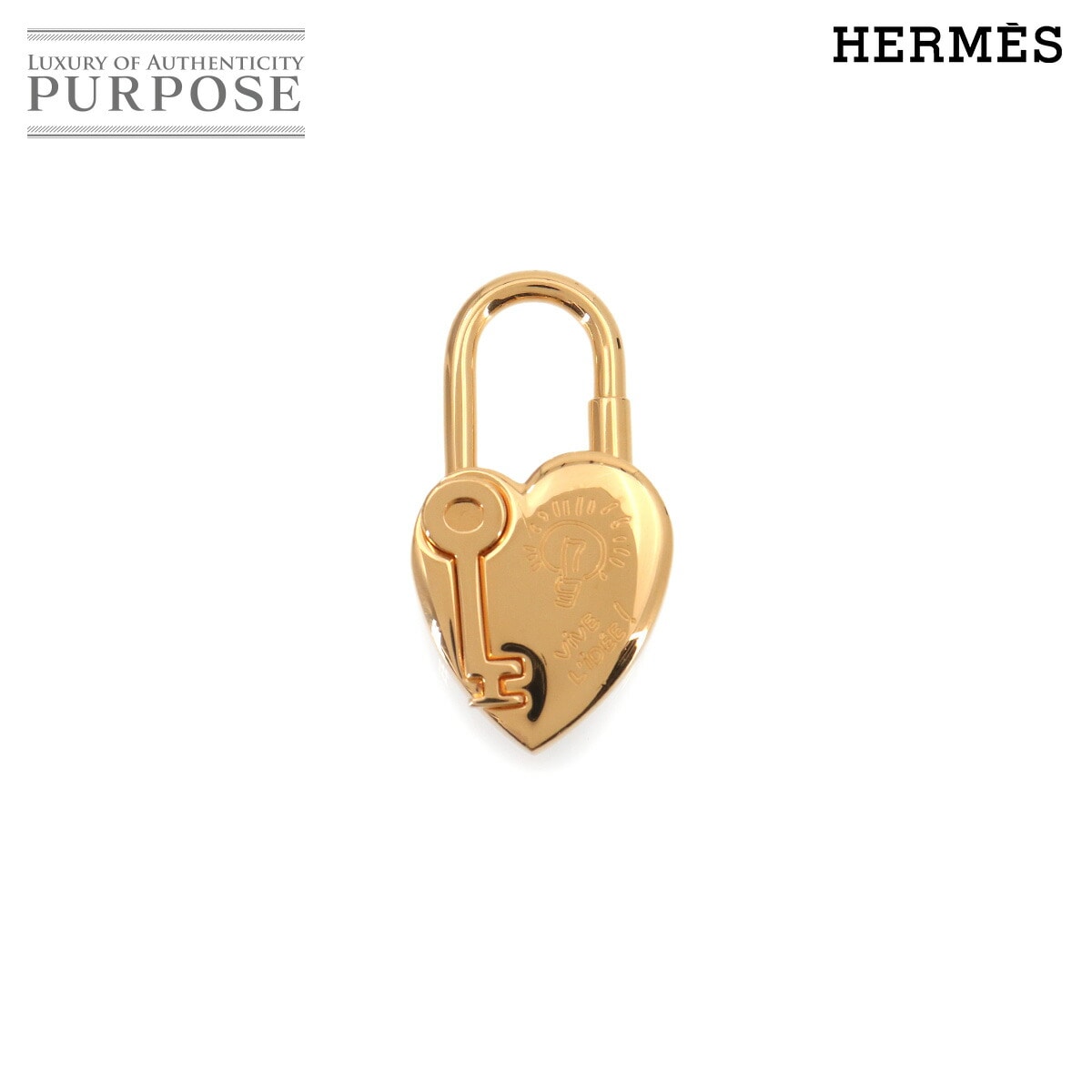 HERMES カデナ チャーム VIVE LIDEE Heart ハート ファンタジー ゴールド アクセサリー Cadena Charm エルメス 90324056