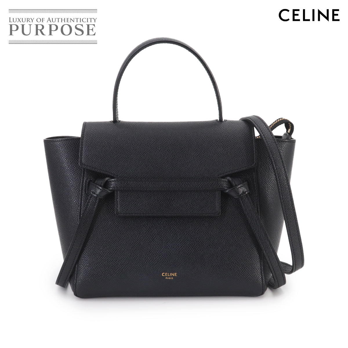CELINE ベルトバッグ ナノ 2way ハンド ショルダー バッグ レザー ブラック 189003 Belt Bag Nano セリーヌ 90326093