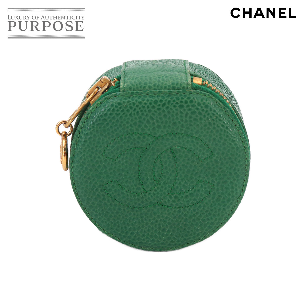 CHANEL ココマーク ジュエリー ケース ボックス アクセサリー ポーチ キャビアスキン グリーン ヴィンテージ Jewelry case シャネル 90326258