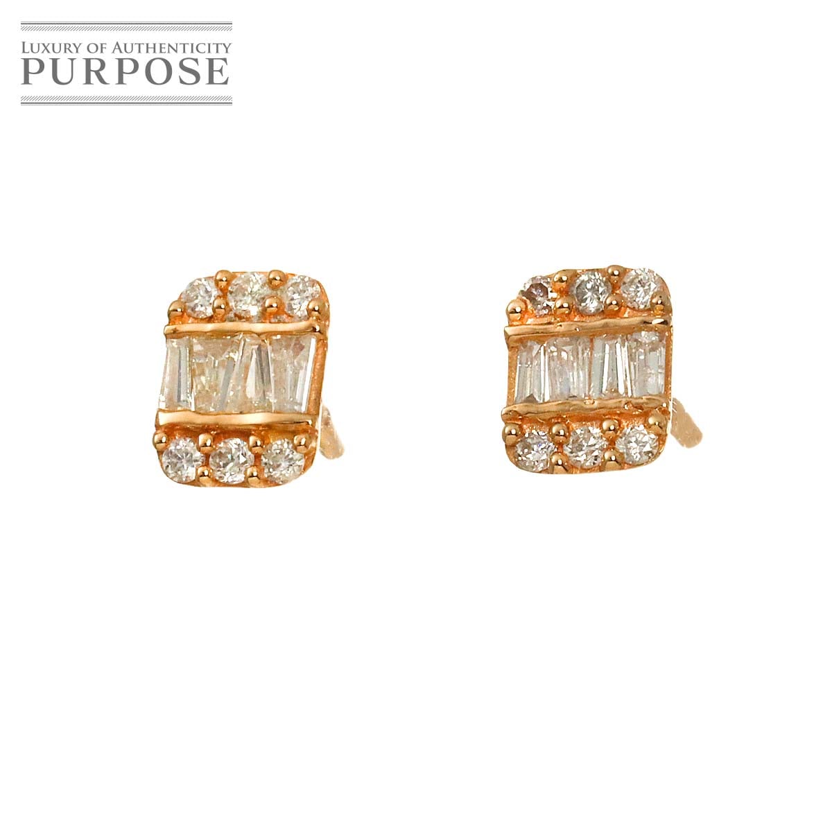ダイヤ 0.10ct/0.10ct ピアス K18 PG ピンクゴールド 750 Diamond Earrings Pierced 90281371