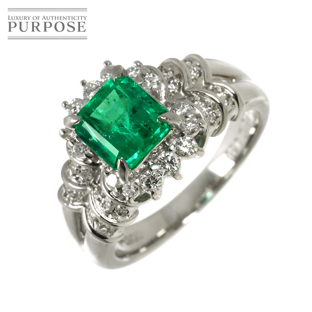 リング 13.5号 エメラルド 1.63ct ダイヤ 0.38ct Pt プラチナ 指輪 【ソーティング付き】 Emerald Ring 90322756
