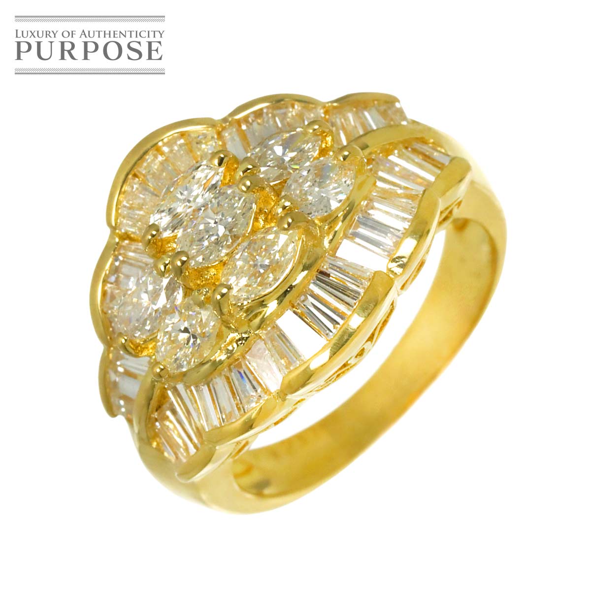 リング 12.5号 ダイヤ 2.30ct K18 YG イエローゴールド 750 指輪 Diamond Ring 90325239