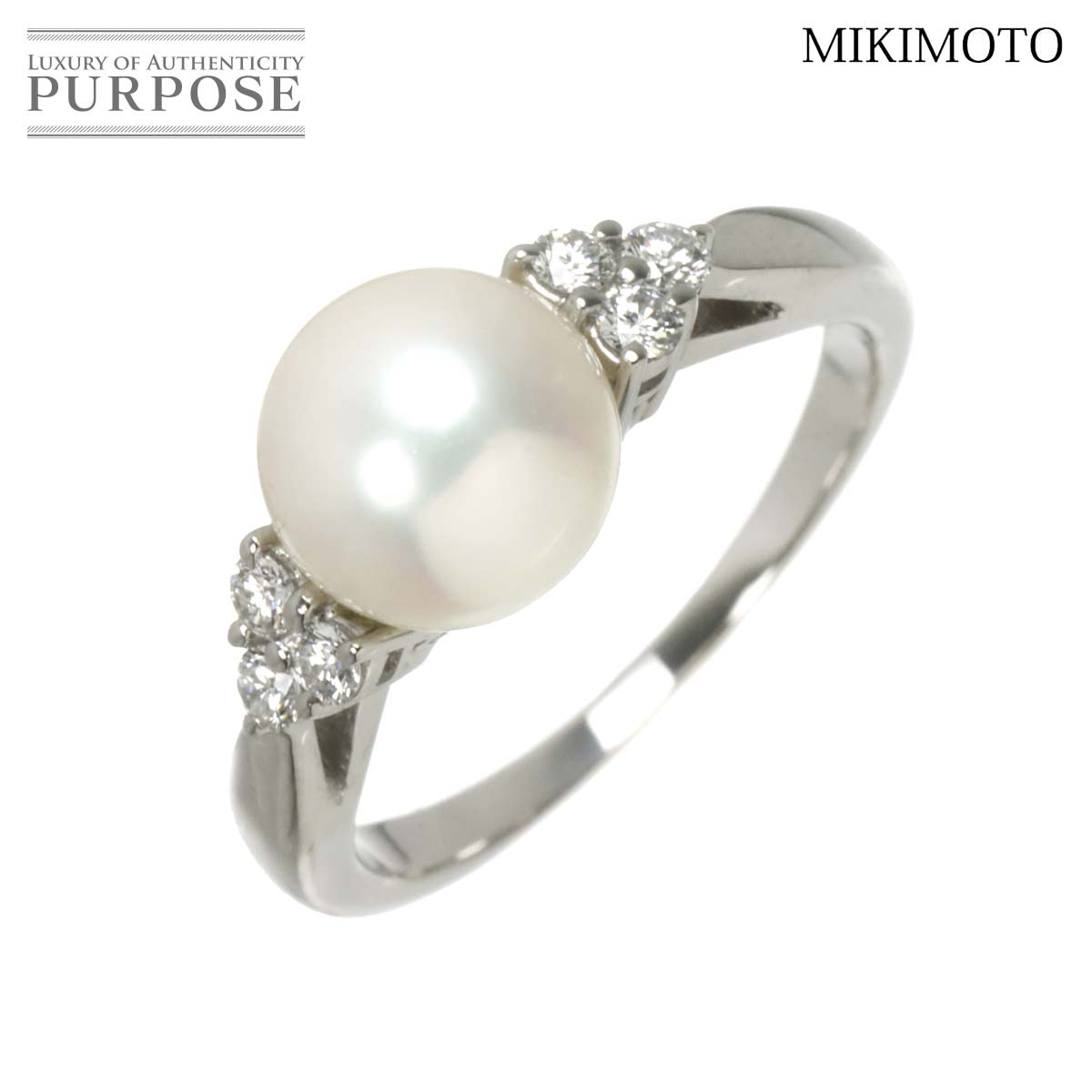 MIKIMOTO 11.5号 リング アコヤ真珠 8.0mm Pt プラチナ パール 指輪 Akoya Pearl Ring ミキモト 90320904