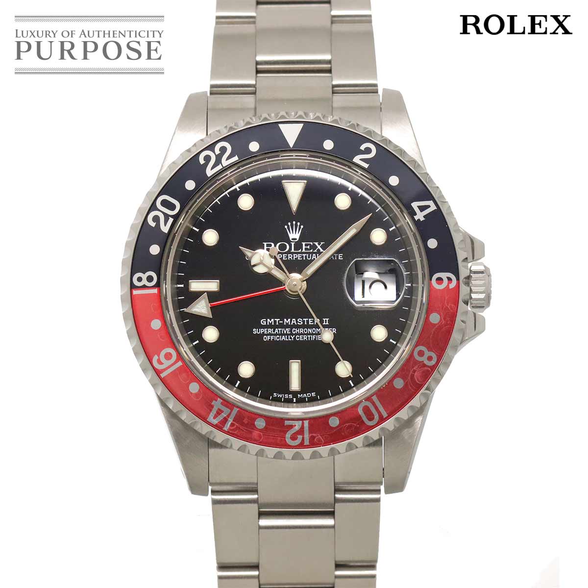 ROLEX GMTマスターII 16710 A番 赤黒ベゼル メンズ 腕時計 デイト ブラック オートマ 自動巻き ウォッチ GMT Master ロレックス 90319064