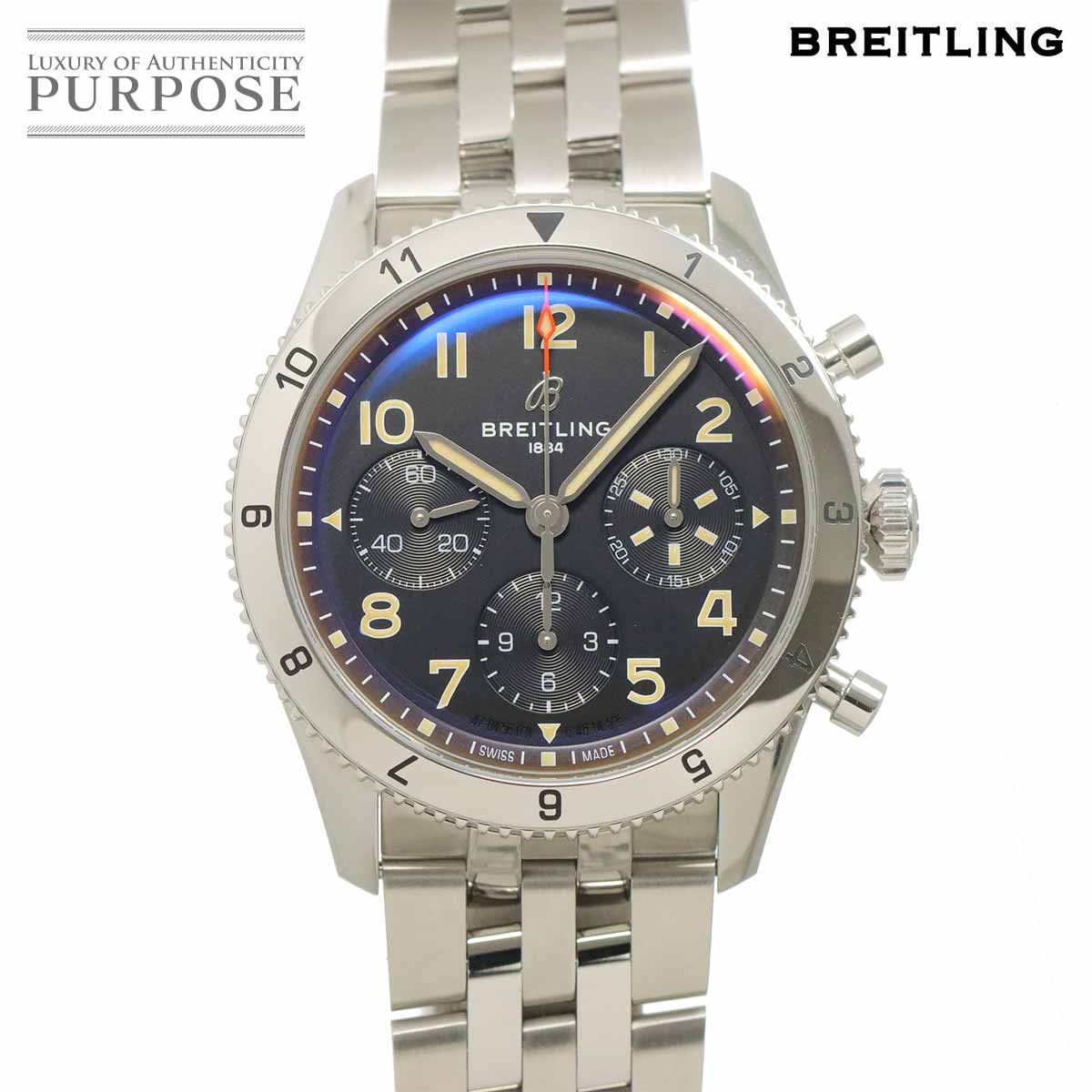 BREITLING クラシック アヴィ クロノグラフ 42 P-51 マスタング A23380 メンズ 腕時計 ブラック オートマ 自動巻き ウォッチ Classic Avi ブライトリング 90328625