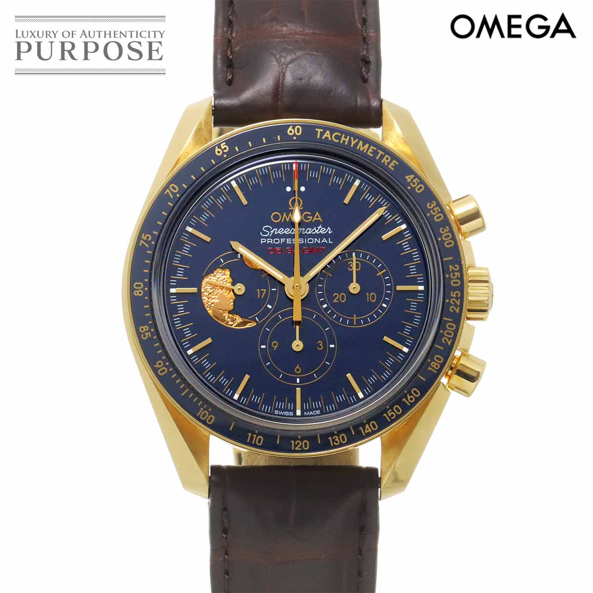 OMEGA スピードマスター アポロ17号 45周年記念モデル 311 63 42 30 03 001 クロノグラフ メンズ 腕時計 ブルー K18YG イエローゴールド 手巻き ウォッチ Speedmaster オメガ 90328642